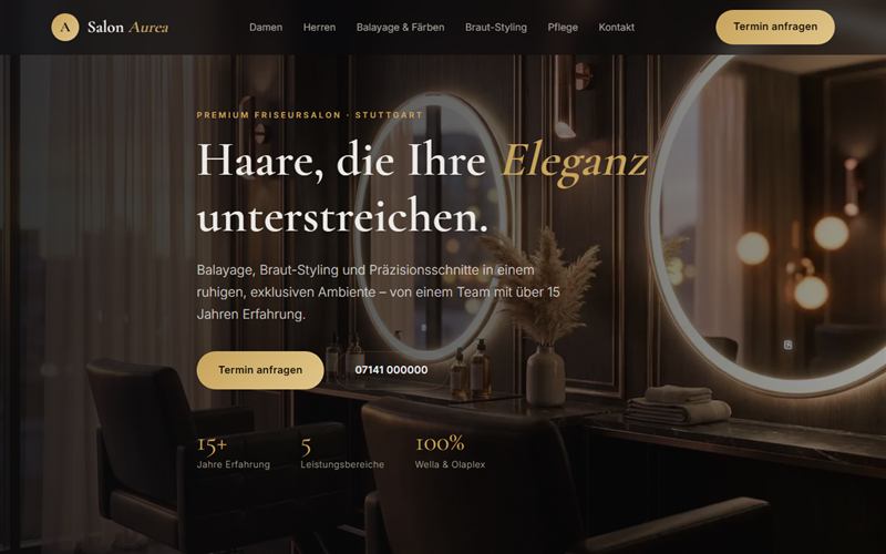 Demo-Design: Website Salon Aurea – Friseursalon Stuttgart