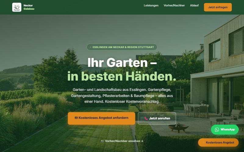 Website Neckar Galabau – Garten- und Landschaftsbau in Esslingen am Neckar, Webdesign von Lokalheld digital